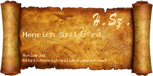 Henrich Szilárd névjegykártya